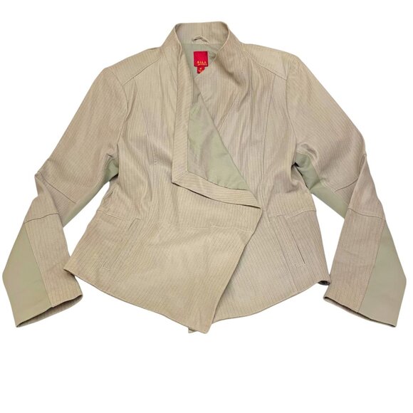 G.I.LI. Cloud Taupe Leather Cascade Tonal‎ Print Leather Jacket - Picture 8 of 10